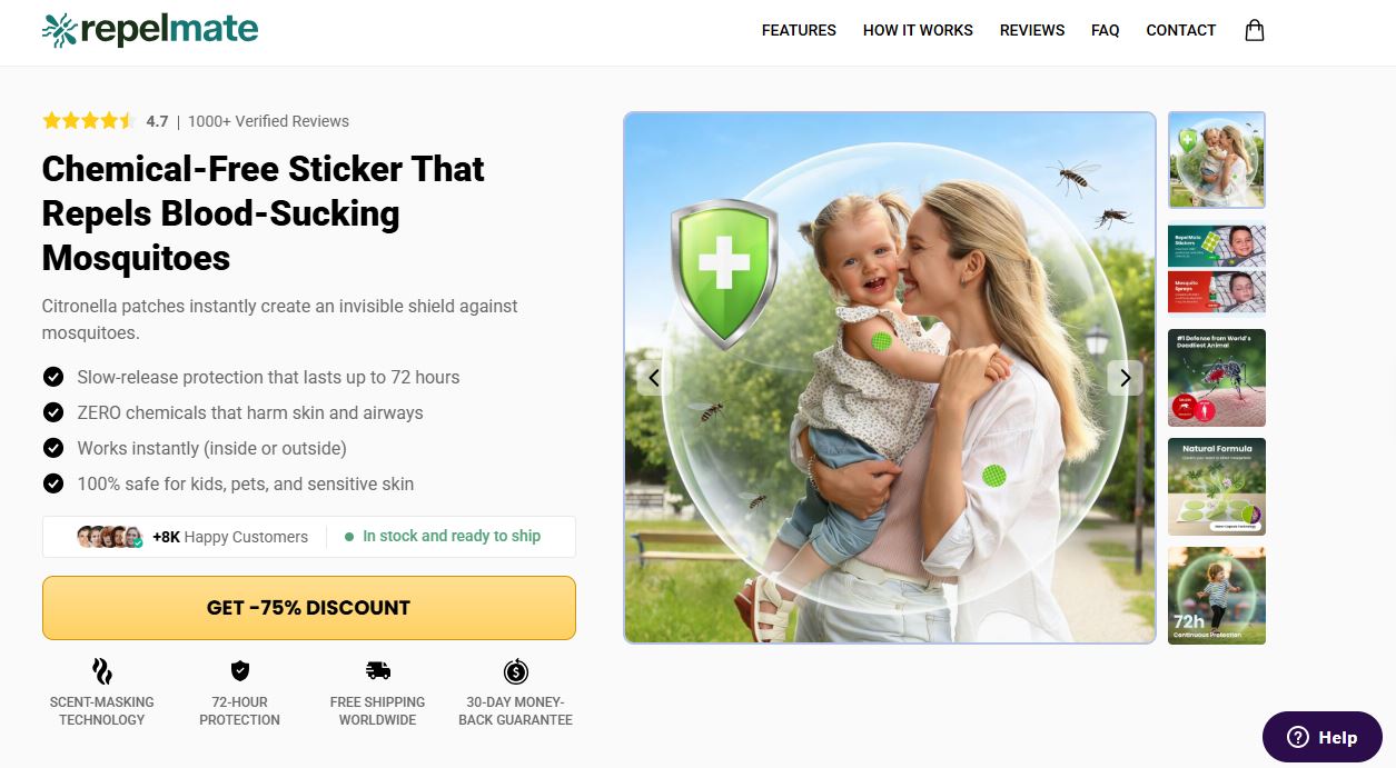 RepelLent Mosquito Patches protecting mother and child outdoors